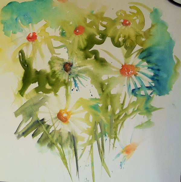Aquarell Margeriten - watercolor painting flowers