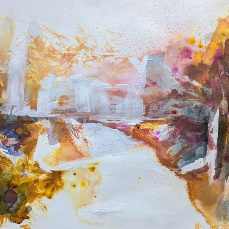 Goldfluss - Aquarell Mischtechnik - Edeltraud Steurer - 2022