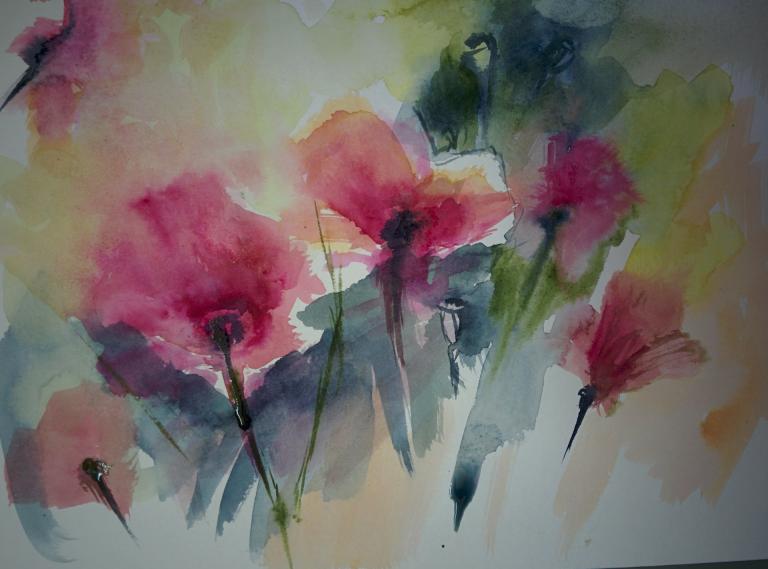 Mohnblumen - watercolor painting